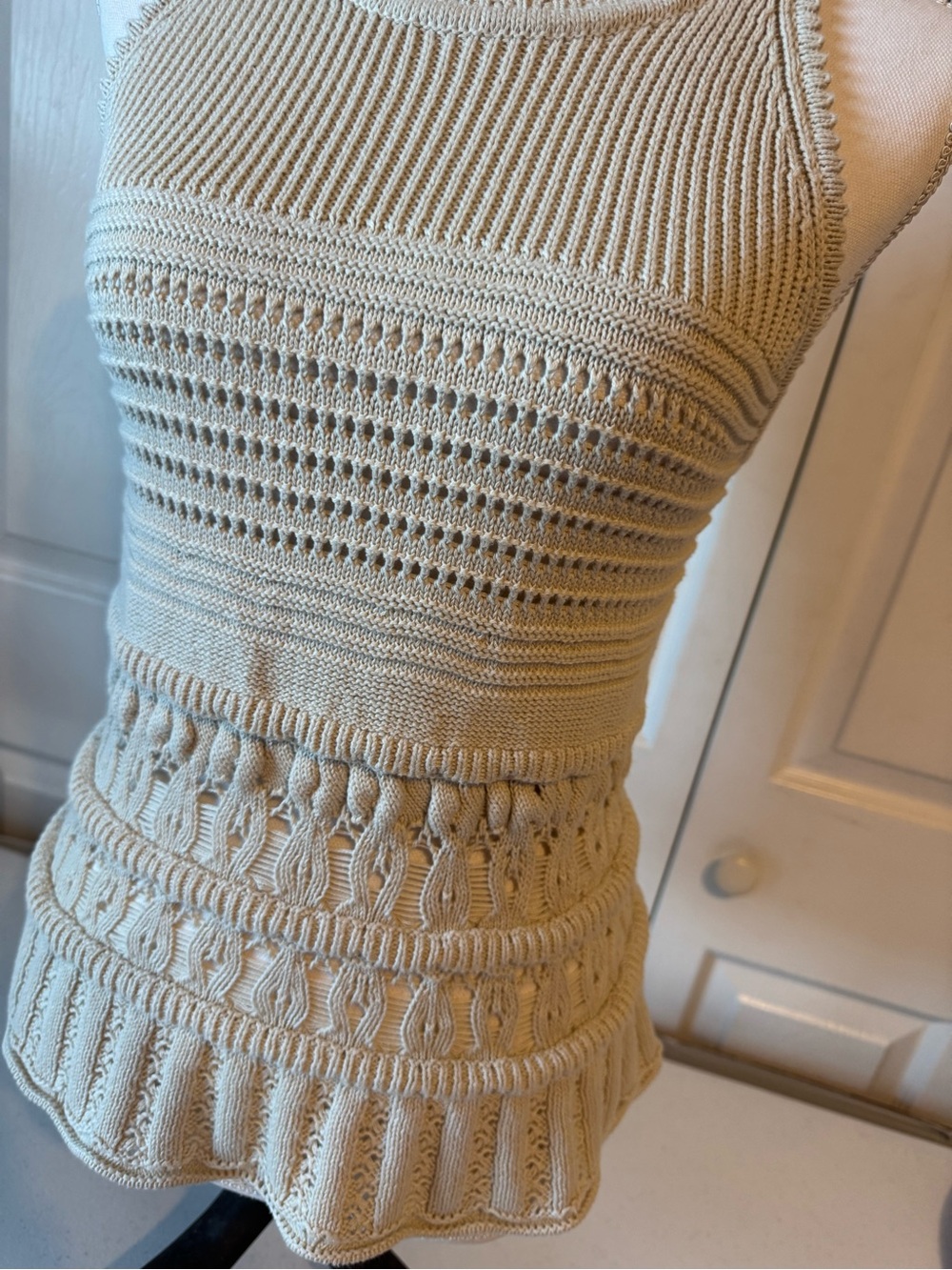 LOFT Cream Knit Peplum Sweater Tank
